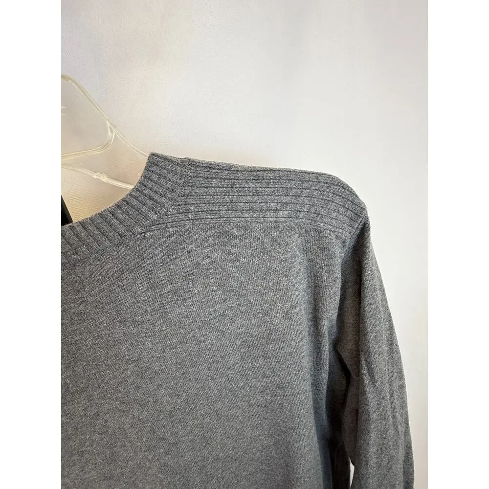 Banana Republic V Neck Sweater Gray 100% Cotton Classic Lightweight Large